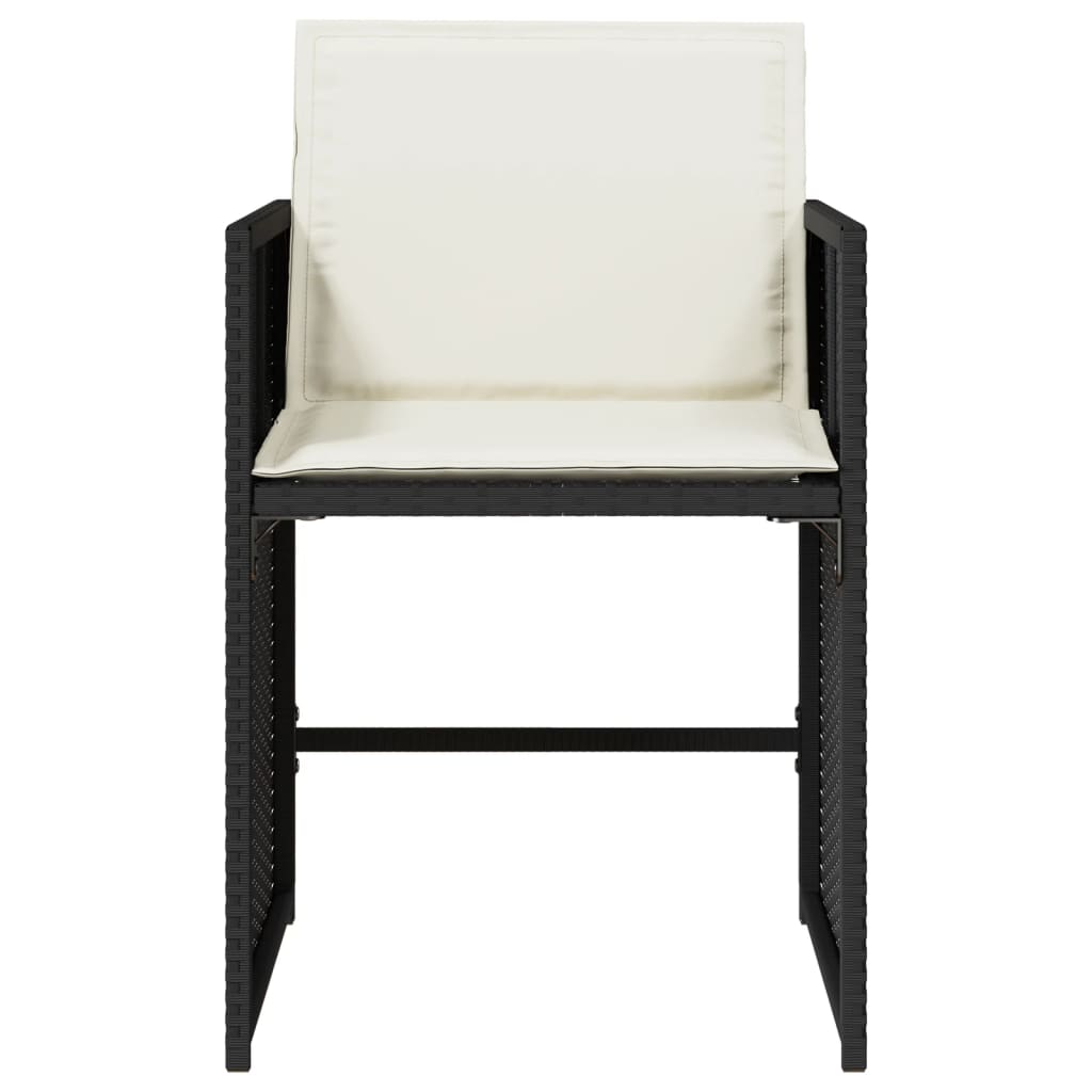 Tuinstoelen 4 st met kussens poly rattan zwart