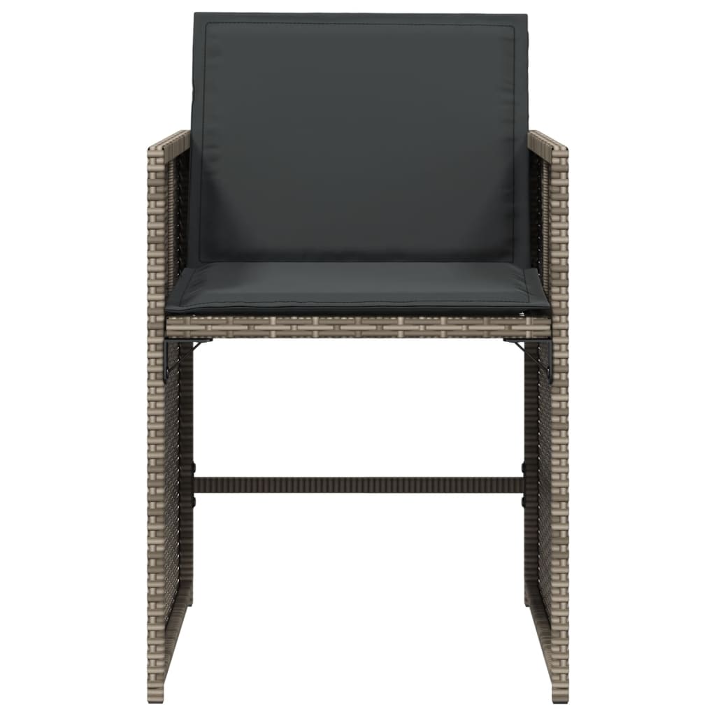 Tuinstoelen 4 st met kussens poly rattan grijs