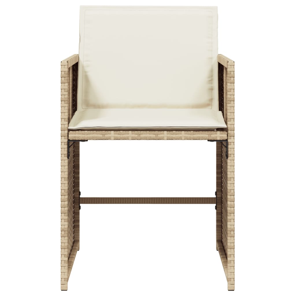 Tuinstoelen 4 st met kussens poly rattan beige