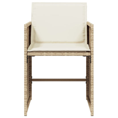 Tuinstoelen 4 st met kussens poly rattan beige