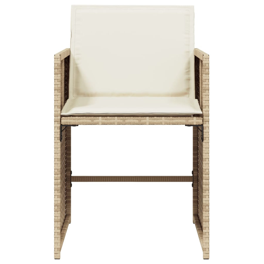 Tuinstoelen 4 st met kussens poly rattan beige
