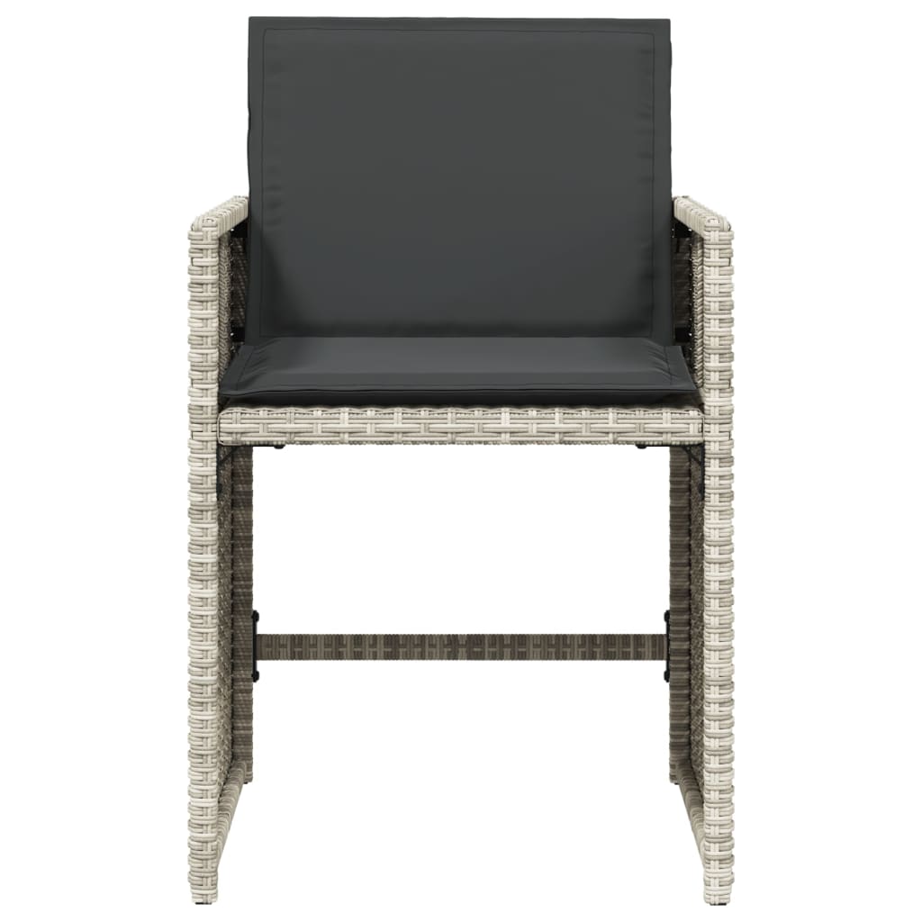 Tuinstoelen 4 st met kussens poly rattan lichtgrijs