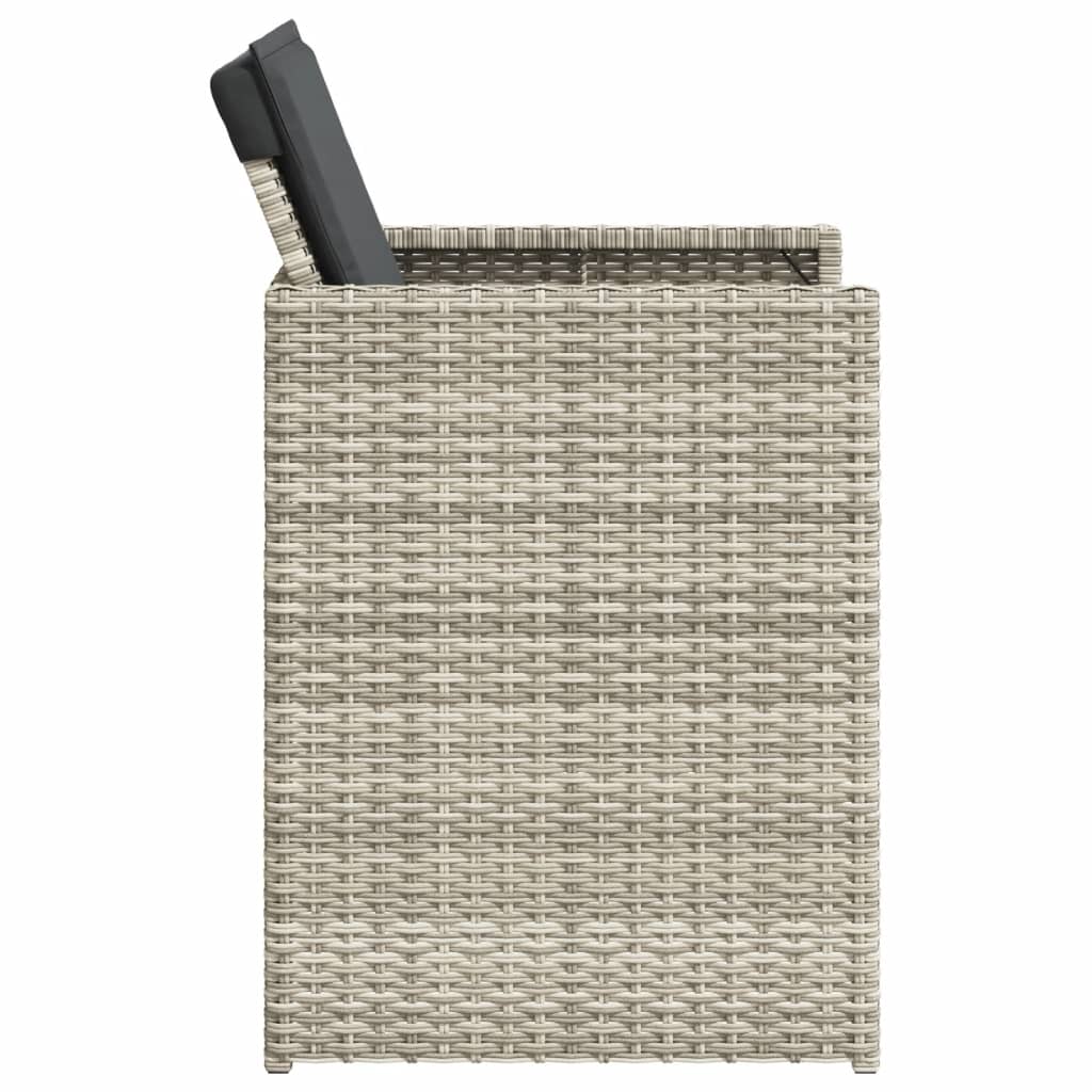 Tuinstoelen 4 st met kussens poly rattan lichtgrijs