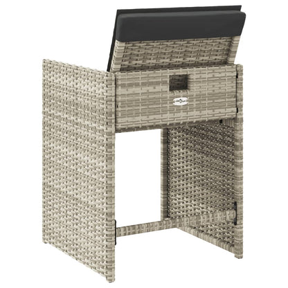 Tuinstoelen 4 st met kussens poly rattan lichtgrijs