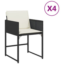 Tuinstoelen 4 st met kussens poly rattan zwart