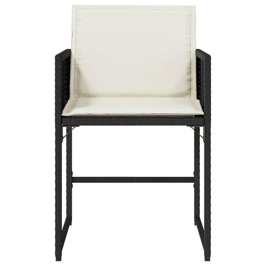 Tuinstoelen 4 st met kussens poly rattan zwart