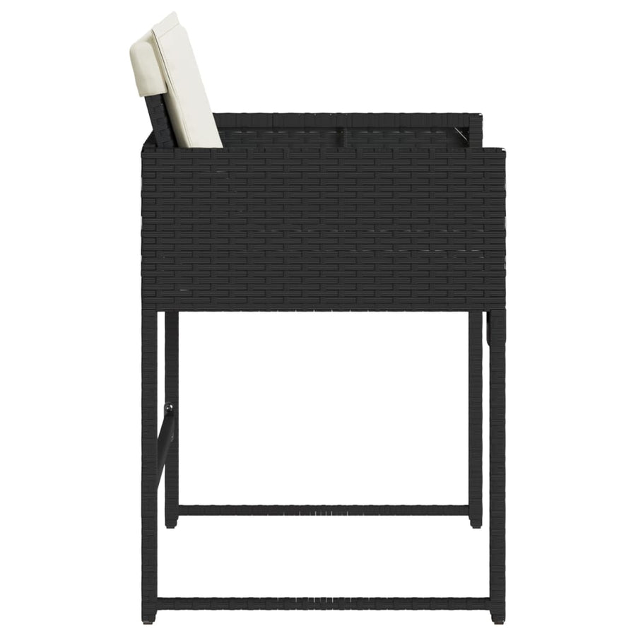 Tuinstoelen 4 st met kussens poly rattan zwart