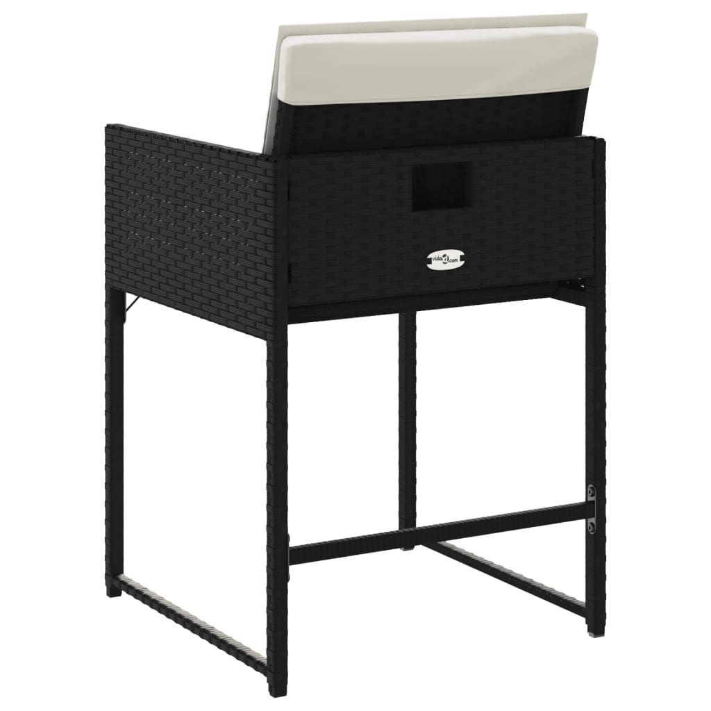 Tuinstoelen 4 st met kussens poly rattan zwart