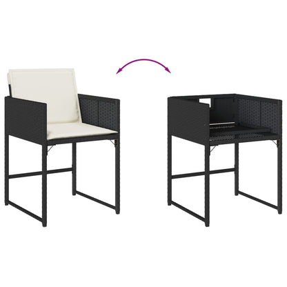 Tuinstoelen 4 st met kussens poly rattan zwart