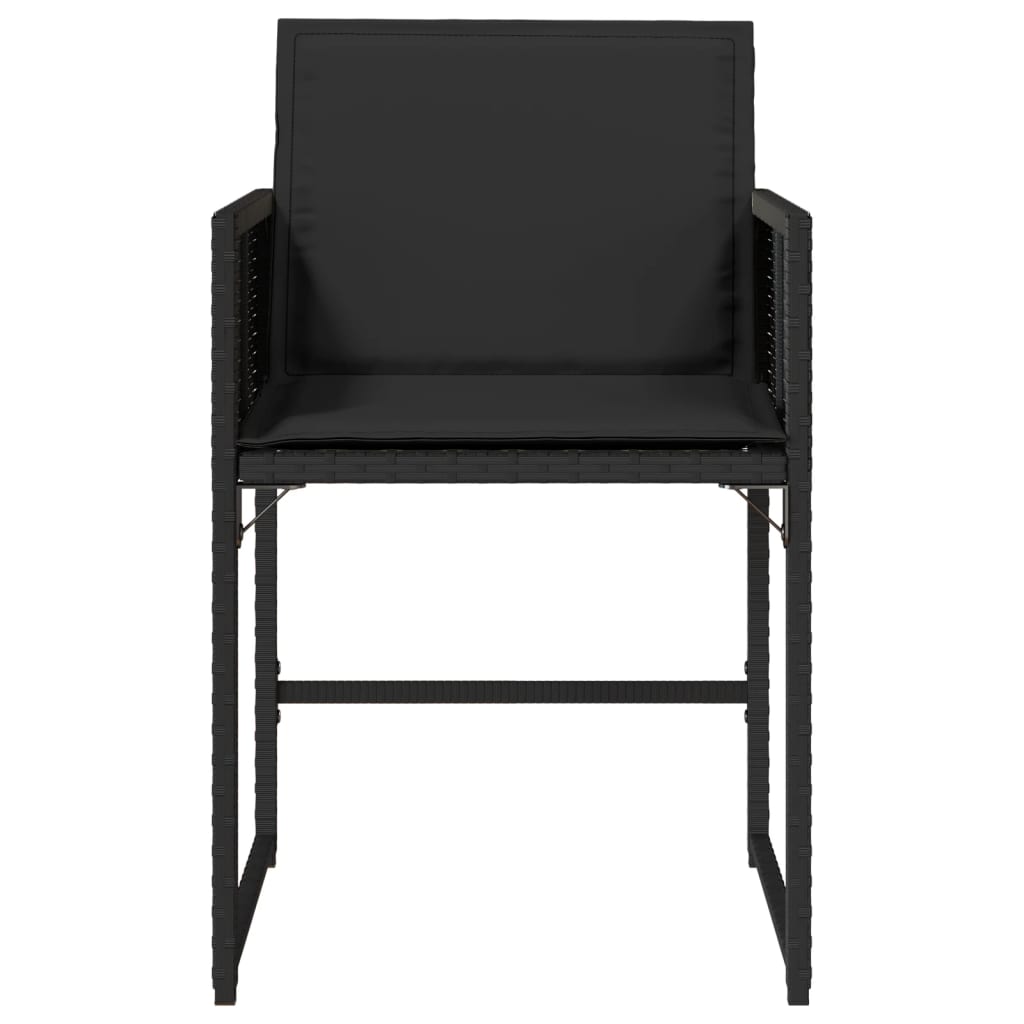 Tuinstoelen 4 st met kussens poly rattan zwart