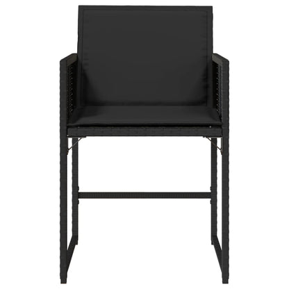 Tuinstoelen 4 st met kussens poly rattan zwart