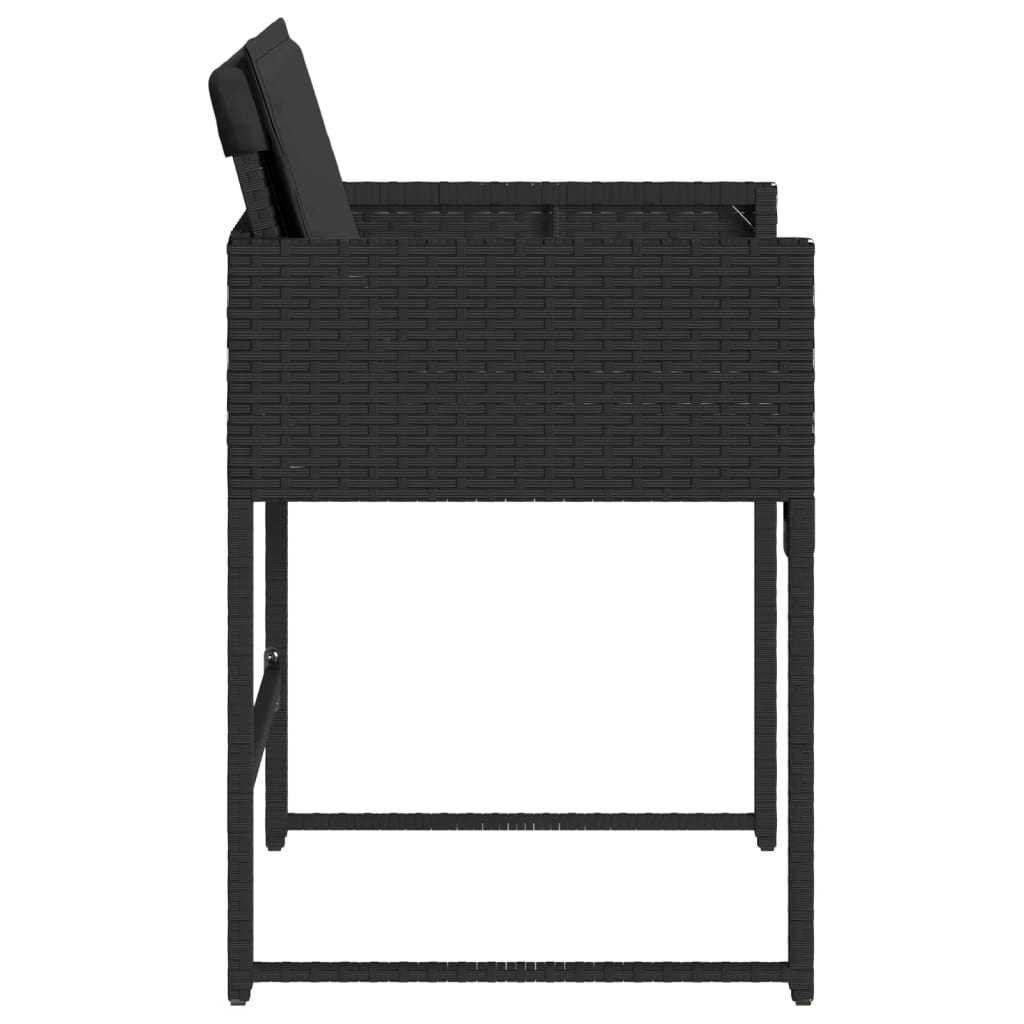 Tuinstoelen 4 st met kussens poly rattan zwart