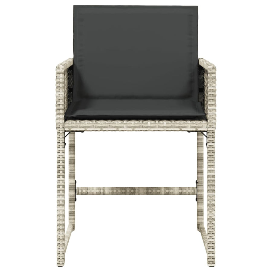 Tuinstoelen 4 st met kussens poly rattan lichtgrijs