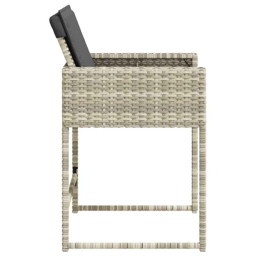 Tuinstoelen 4 st met kussens poly rattan lichtgrijs