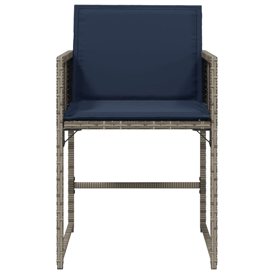 Tuinstoelen 4 st met kussens poly rattan grijs