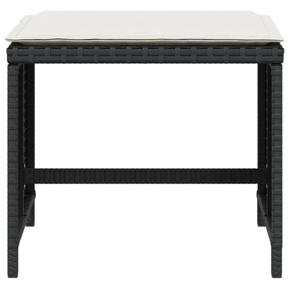 Tuinkrukken 4 st met kussens 40x40x35 cm poly rattan zwart