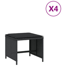 Tuinkrukken 4 st met kussens 40x40x35 cm poly rattan zwart