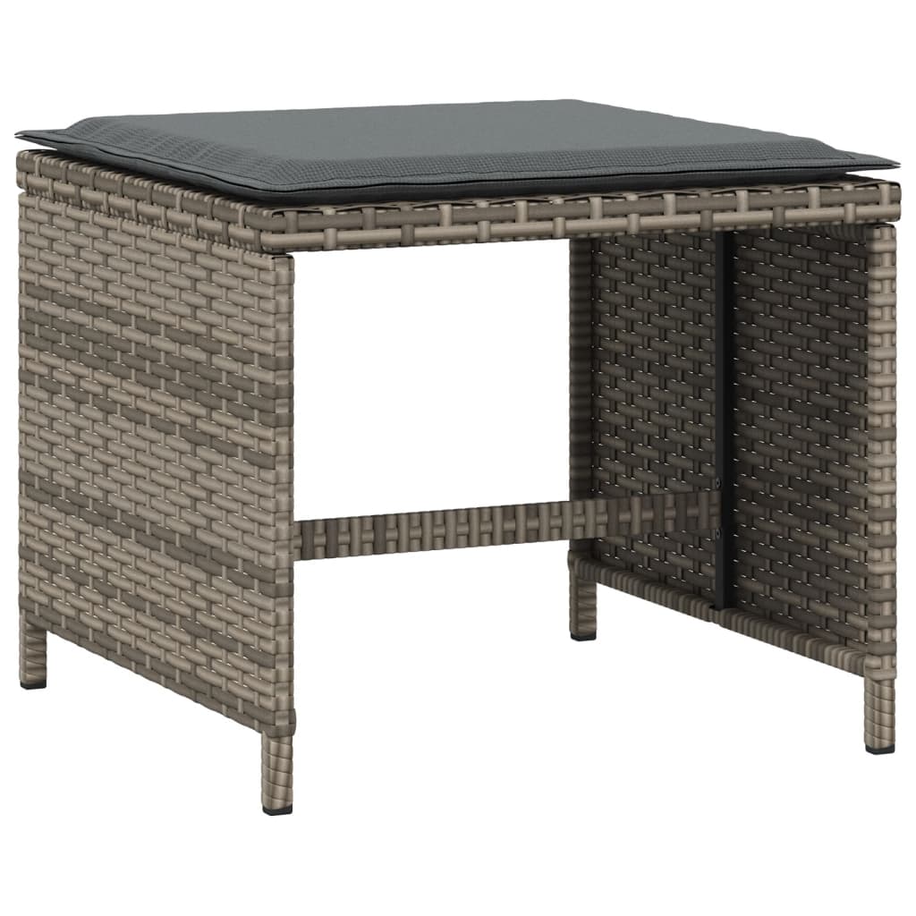 Tuinkrukken 4 st met kussens 40x40x35 cm poly rattan grijs