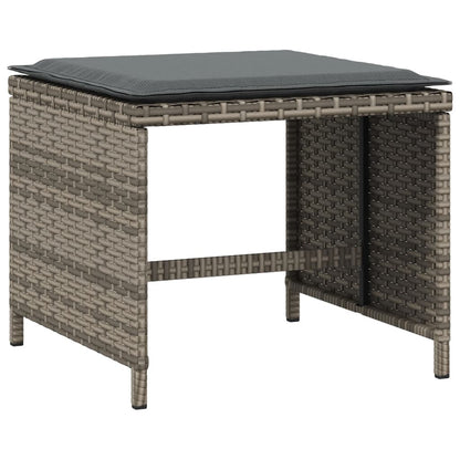 Tuinkrukken 4 st met kussens 40x40x35 cm poly rattan grijs