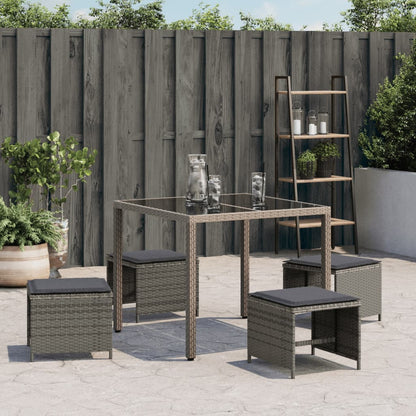 Tuinkrukken 4 st met kussens 40x40x35 cm poly rattan grijs