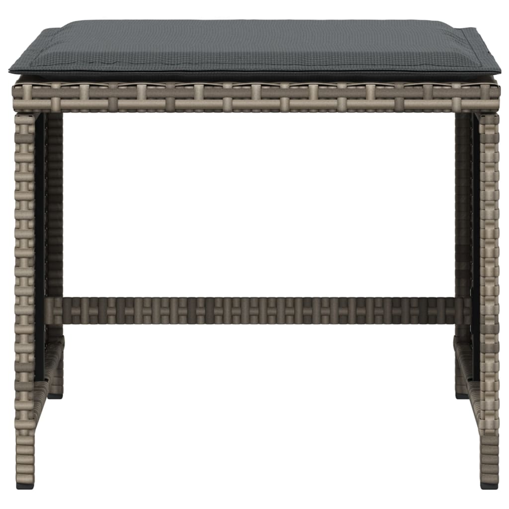 Tuinkrukken 4 st met kussens 40x40x35 cm poly rattan grijs