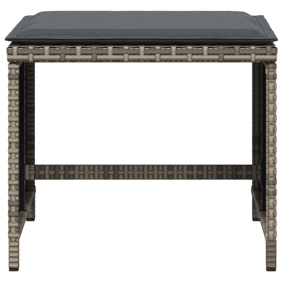 Tuinkrukken 4 st met kussens 40x40x35 cm poly rattan grijs