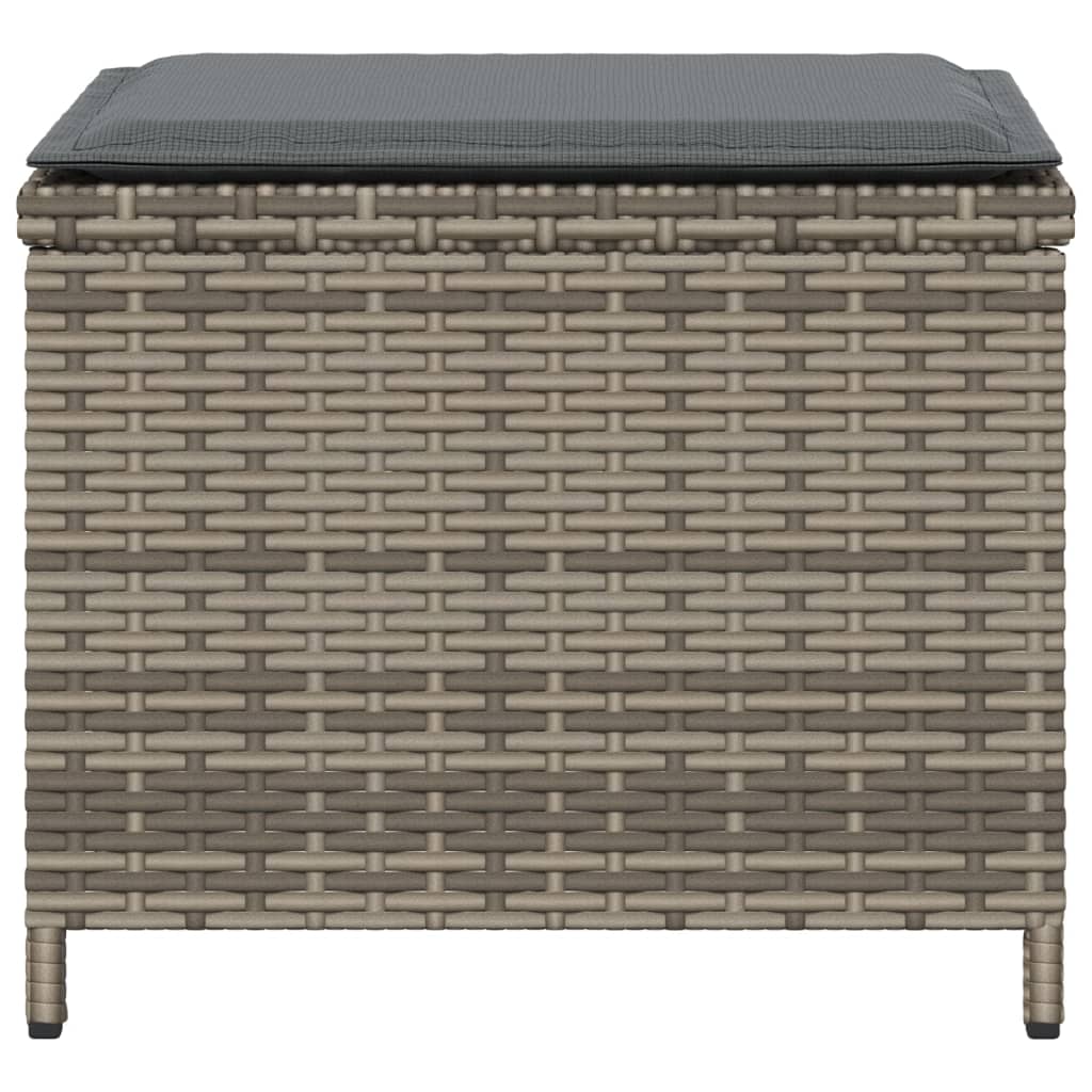 Tuinkrukken 4 st met kussens 40x40x35 cm poly rattan grijs