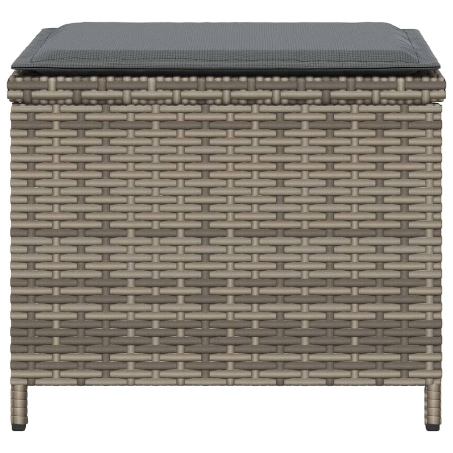 Tuinkrukken 4 st met kussens 40x40x35 cm poly rattan grijs