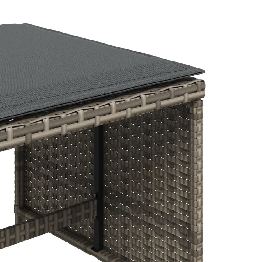 Tuinkrukken 4 st met kussens 40x40x35 cm poly rattan grijs
