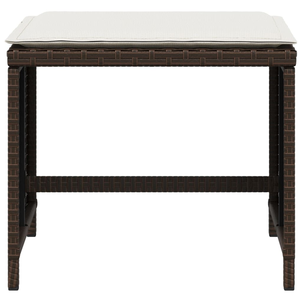 Tuinkrukken 4 st met kussens 40x40x35 cm poly rattan bruin