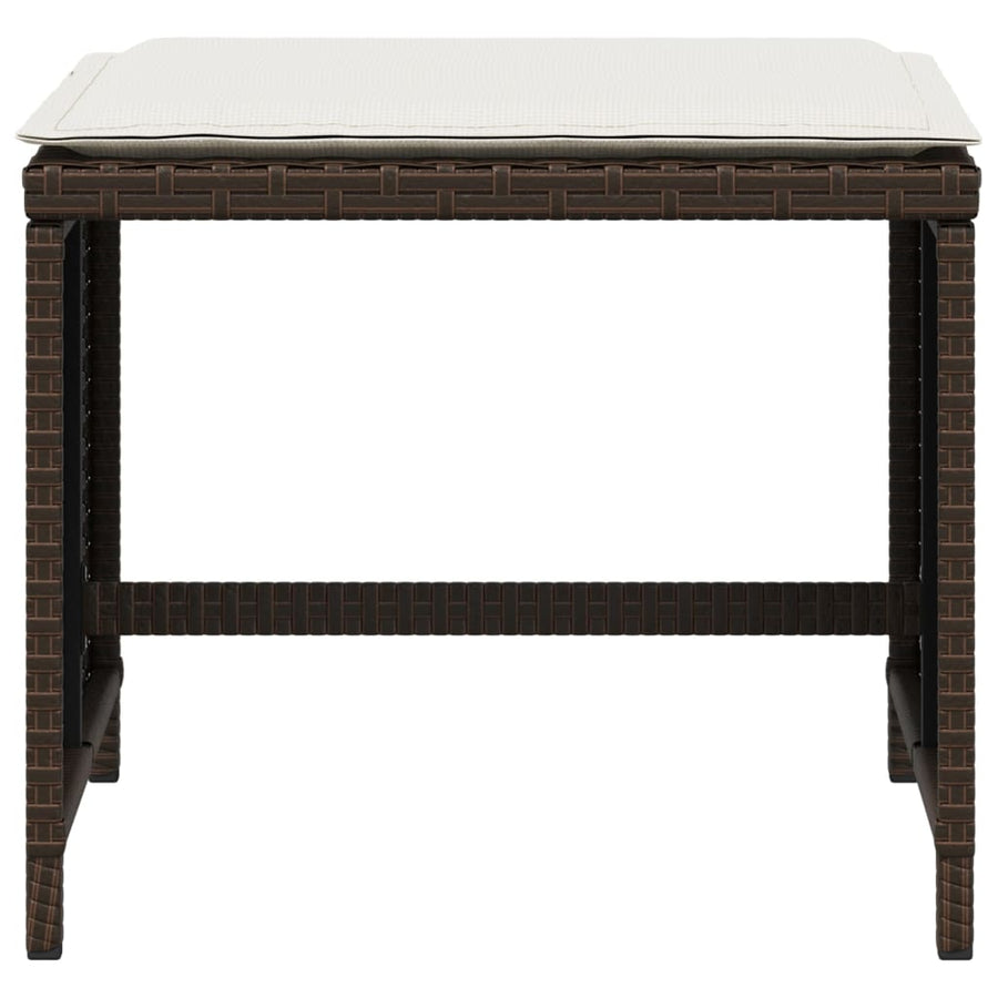 Tuinkrukken 4 st met kussens 40x40x35 cm poly rattan bruin
