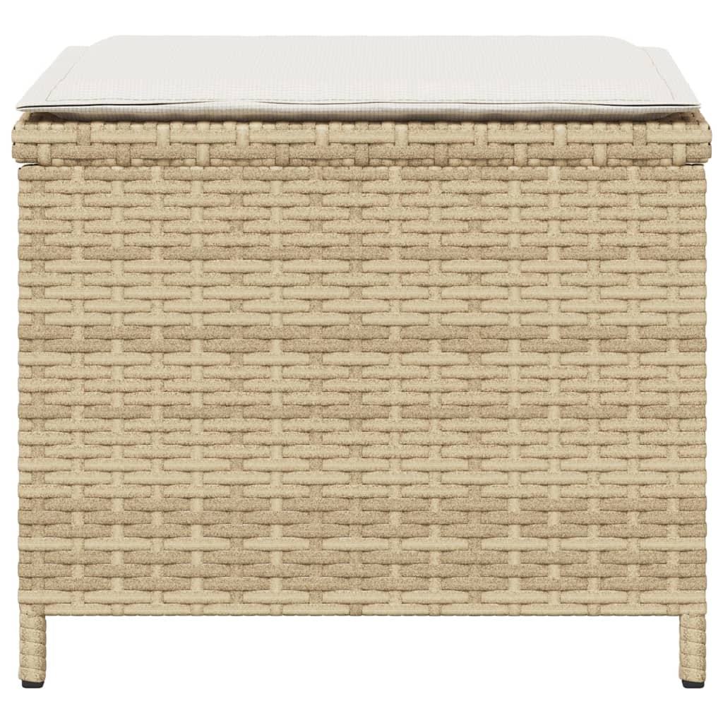 Tuinkrukken 4 st met kussens 40x40x35 cm poly rattan beige