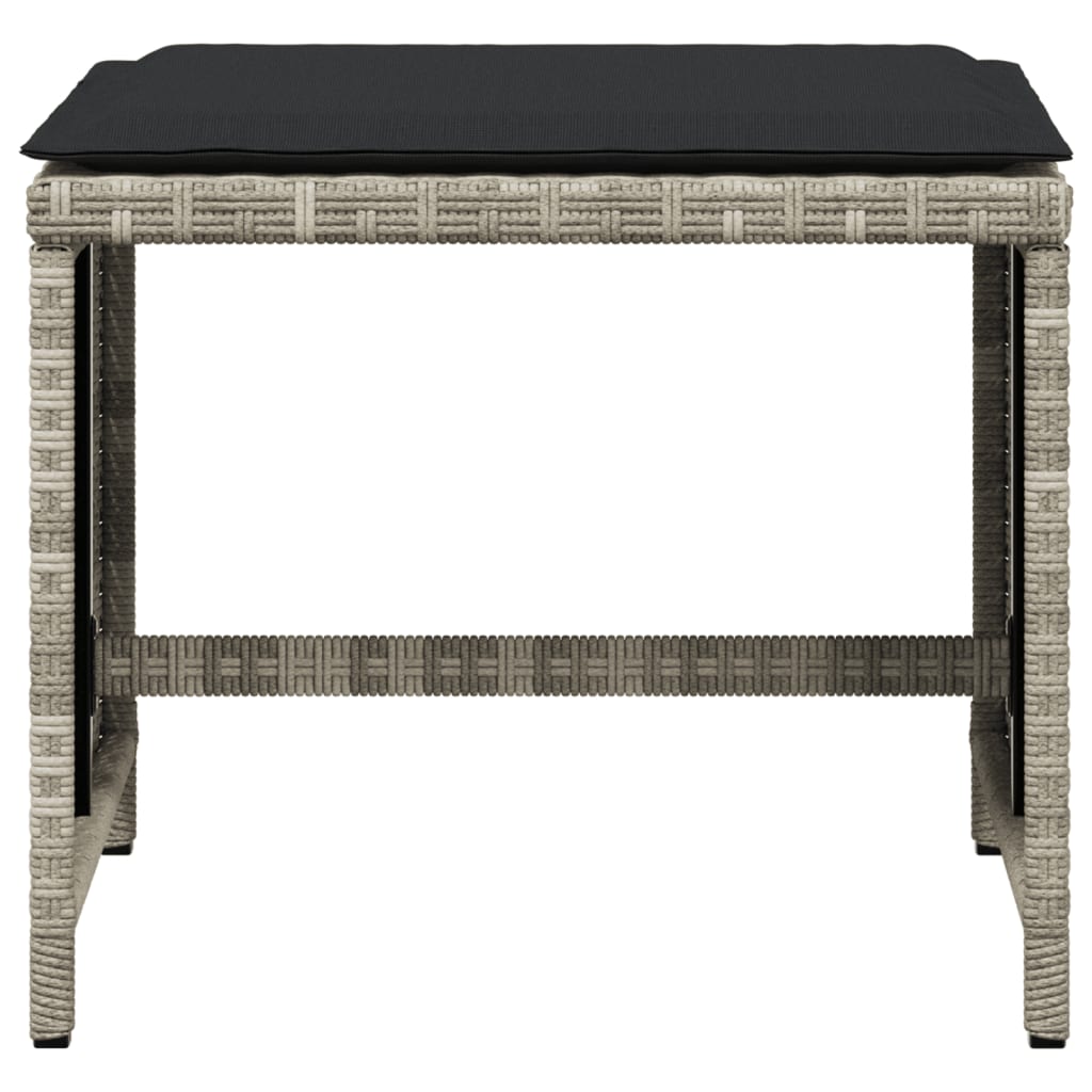 Tuinkrukken 4 st met kussens 40x40x35 cm poly rattan lichtgrijs