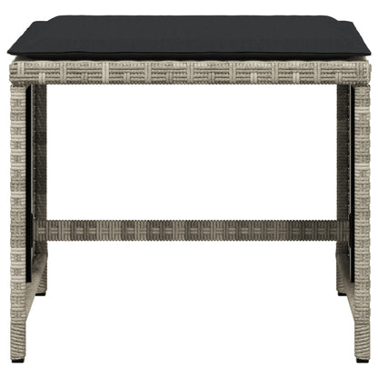 Tuinkrukken 4 st met kussens 40x40x35 cm poly rattan lichtgrijs