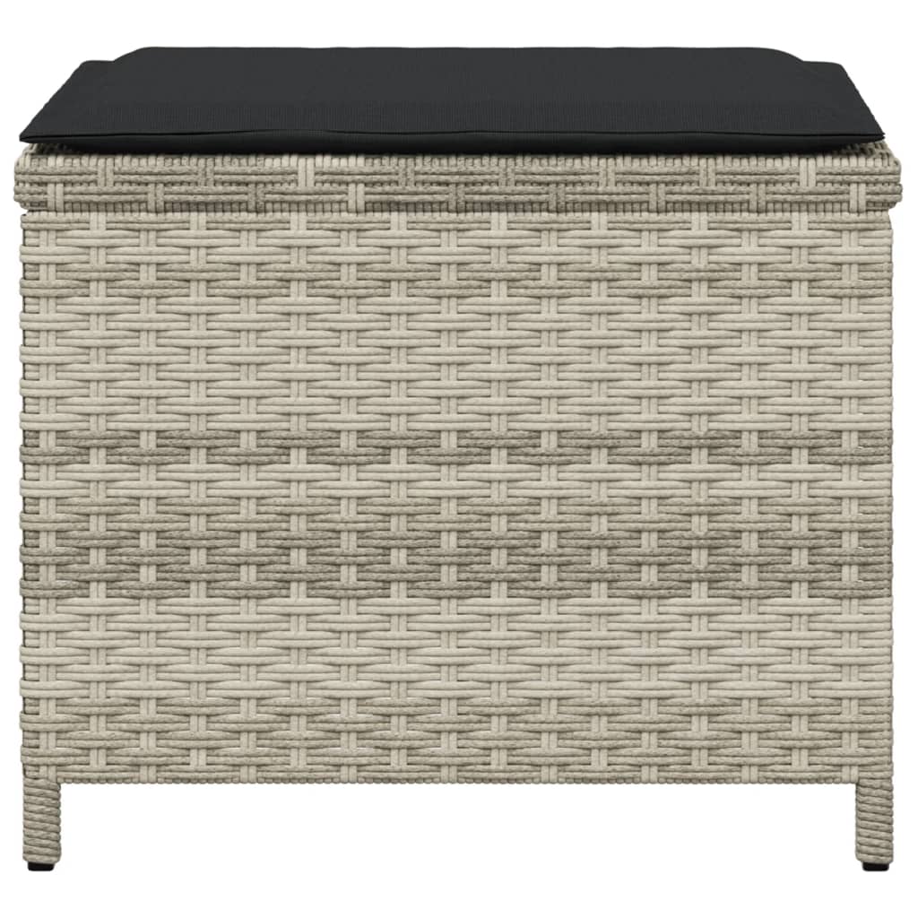 Tuinkrukken 4 st met kussens 40x40x35 cm poly rattan lichtgrijs
