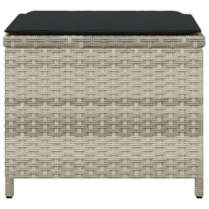 Tuinkrukken 4 st met kussens 40x40x35 cm poly rattan lichtgrijs