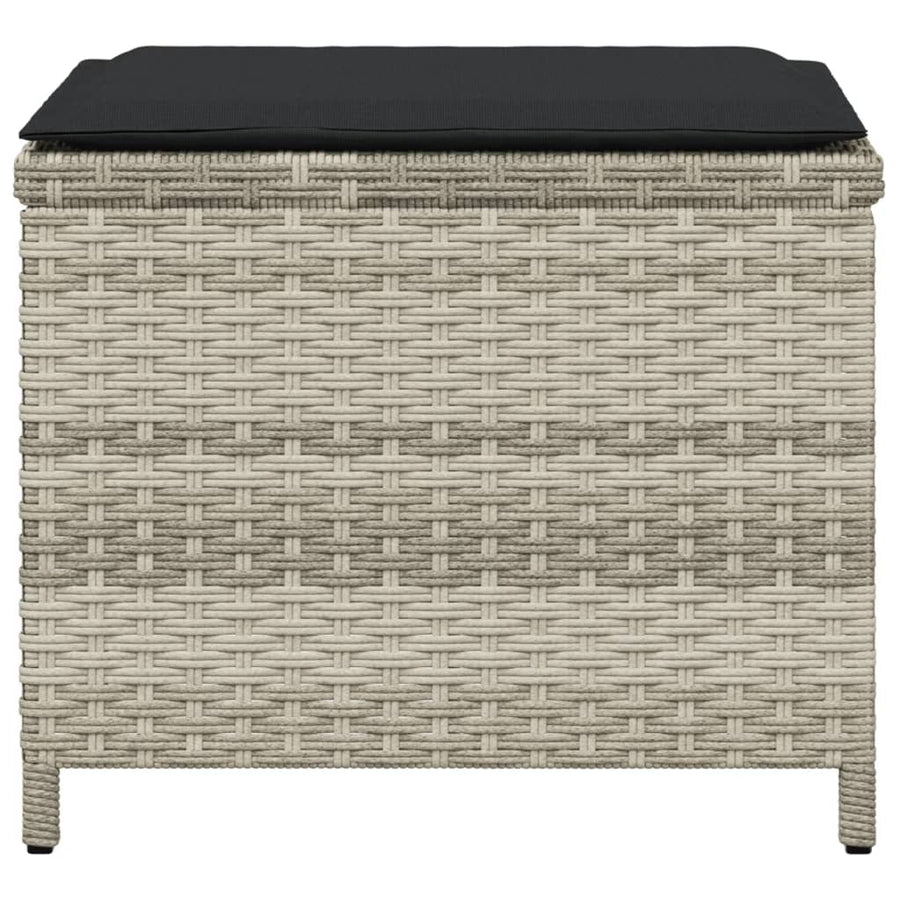Tuinkrukken 4 st met kussens 40x40x35 cm poly rattan lichtgrijs