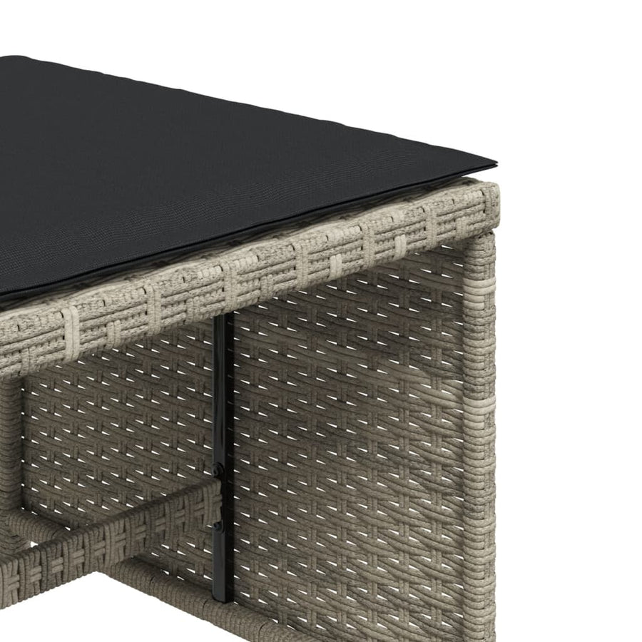 Tuinkrukken 4 st met kussens 40x40x35 cm poly rattan lichtgrijs