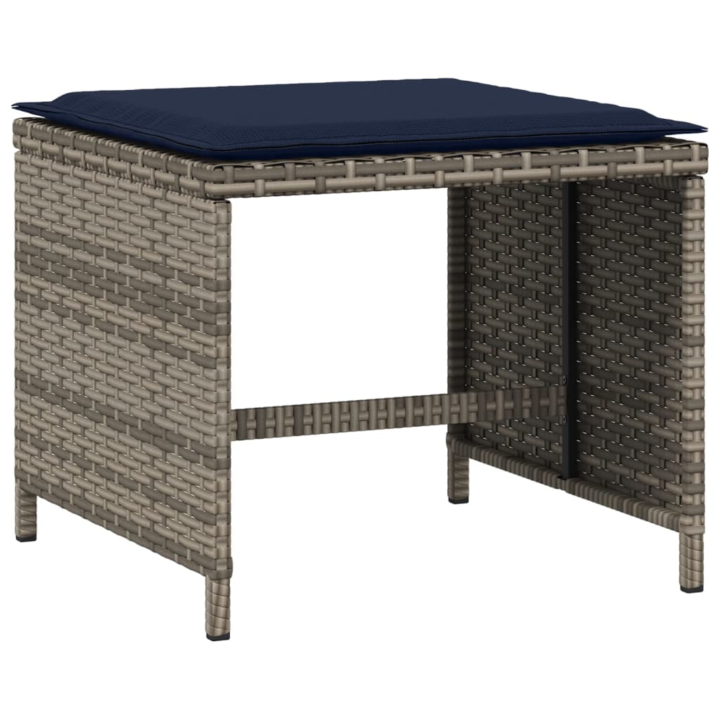 Tuinkrukken 4 st met kussens 40x40x35 cm poly rattan grijs