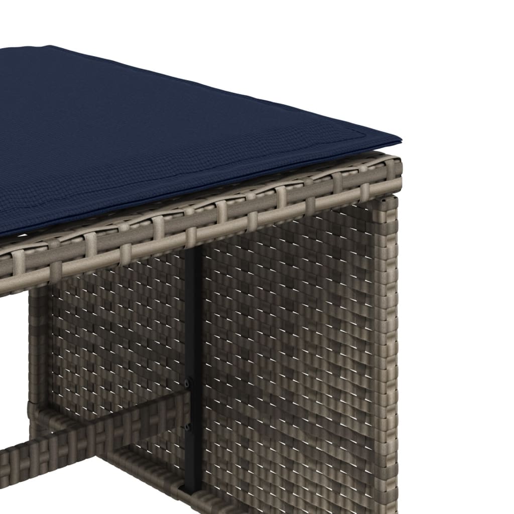 Tuinkrukken 4 st met kussens 40x40x35 cm poly rattan grijs