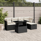 6-piece Lounge Set with Cushions Poly Rattan Black