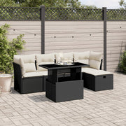 Loungeset 6-delig poly rattan zwart