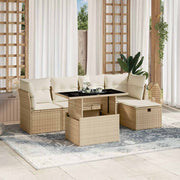 Loungeset poly rattan 6-delig beige