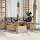 Loungeset 6-delig poly rattan beige modulair