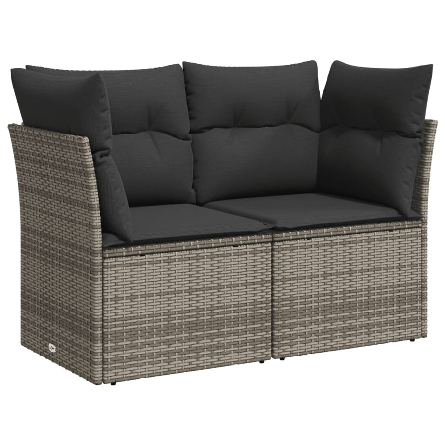 6-delige Loungeset met kussens poly rattan grijs