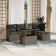 Loungeset 6-delig poly rattan grijs