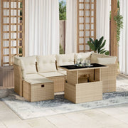Loungeset 7-delig poly rattan beige