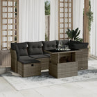 7-delige Loungeset met kussens poly rattan grijs