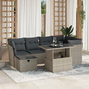 Loungeset 7-delig poly rattan lichtgrijs