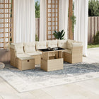 8-delige Loungeset met kussens poly rattan beige